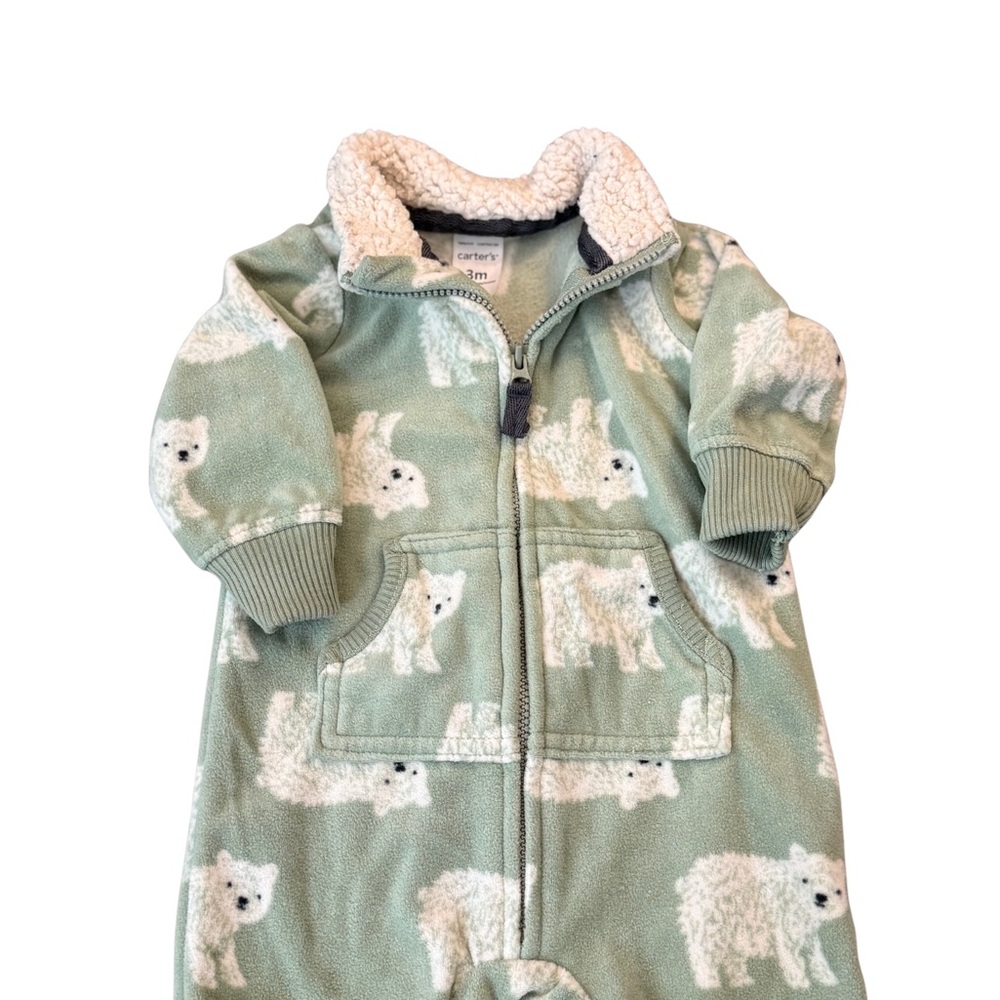 Carter's Mint Fleece Onesie‎ with Polar Bear Design